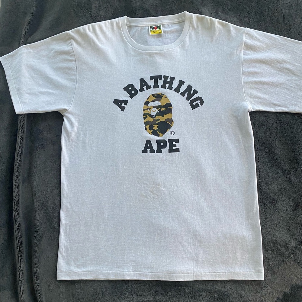 A Bathing Ape White College Men’s Tshirt- Bape